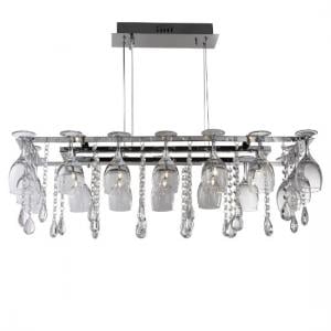 Vino 10 Light Ceiling In Chrome With Wine Glass Trim